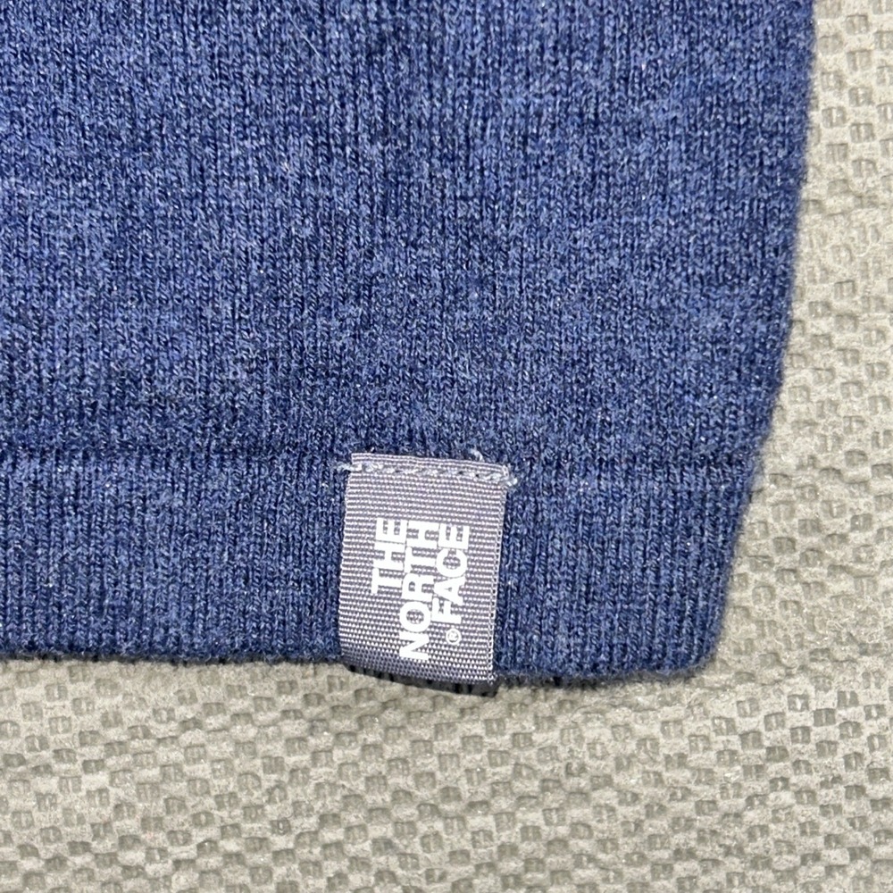 The North Face Mt Tam 1/4 Zip Sweater Navy Blue Wool Cotton Mens Large Pullover - Picture 2 of 13